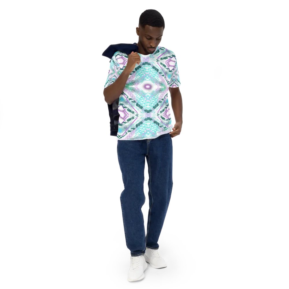 Aqua Mesh Geometric Design T-Shirt product image (5)
