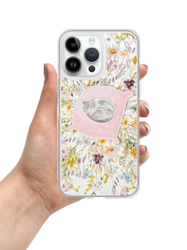 Sleeping Cat Floral iPhone Clear Case product image (285)