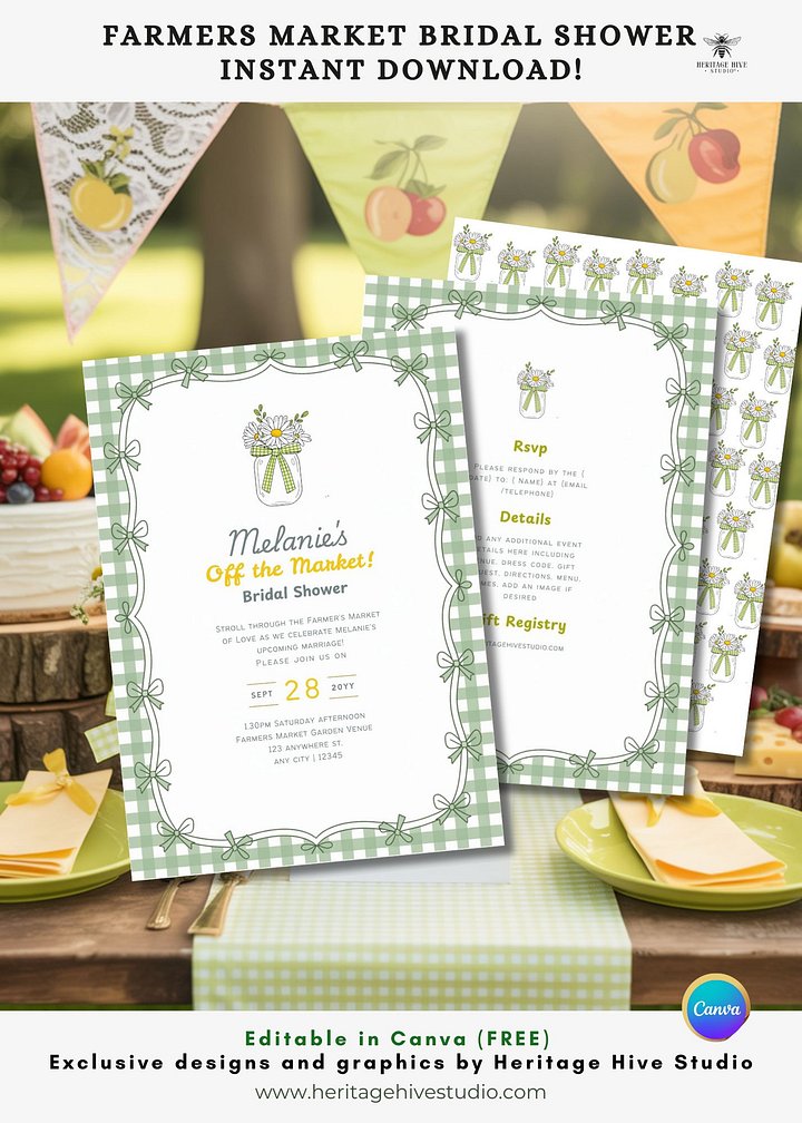 She's Off The Market - Farmers Bridal Shower Invitations | Instant Download product image (1)