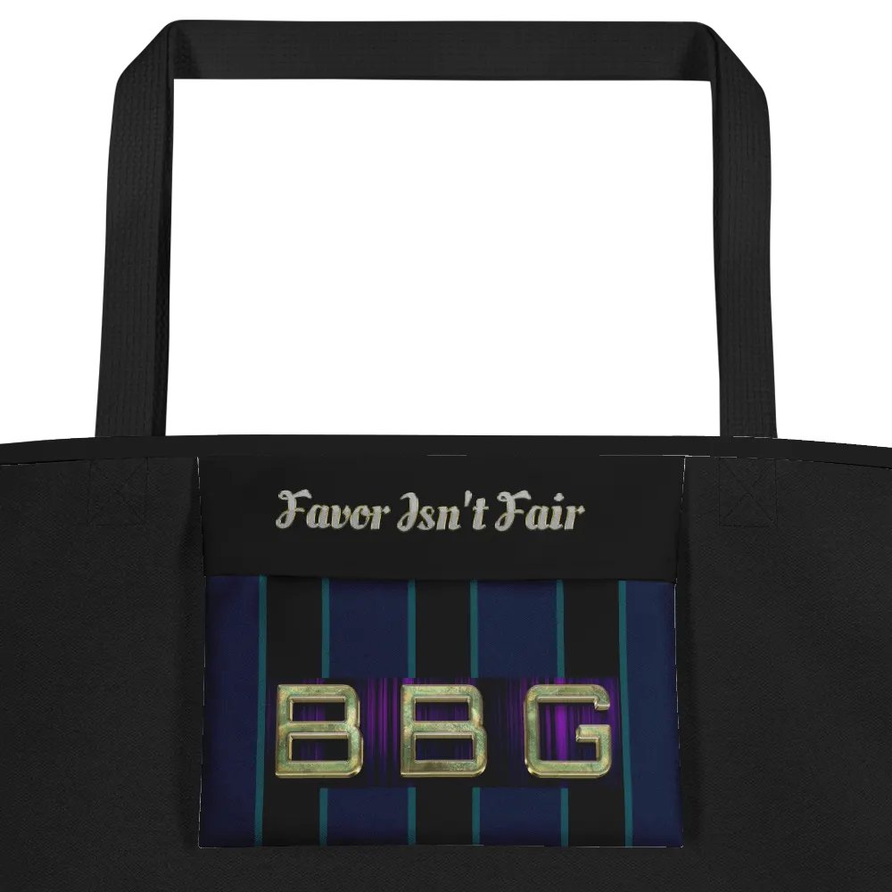 Purple and Black Striped BBG Tote Bag with Pocket product image (4)