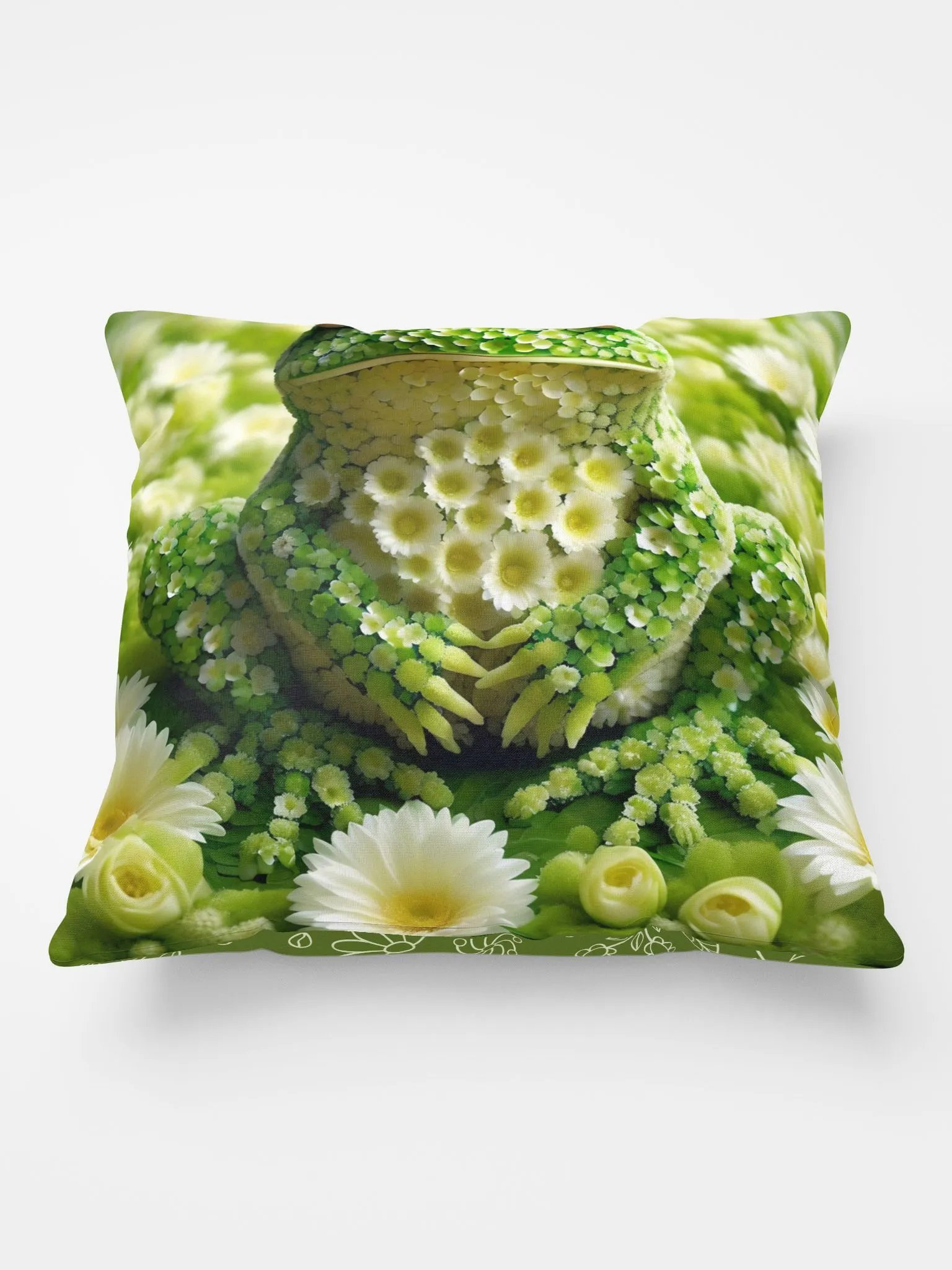 Green Flower Frog Pillow product image (3)