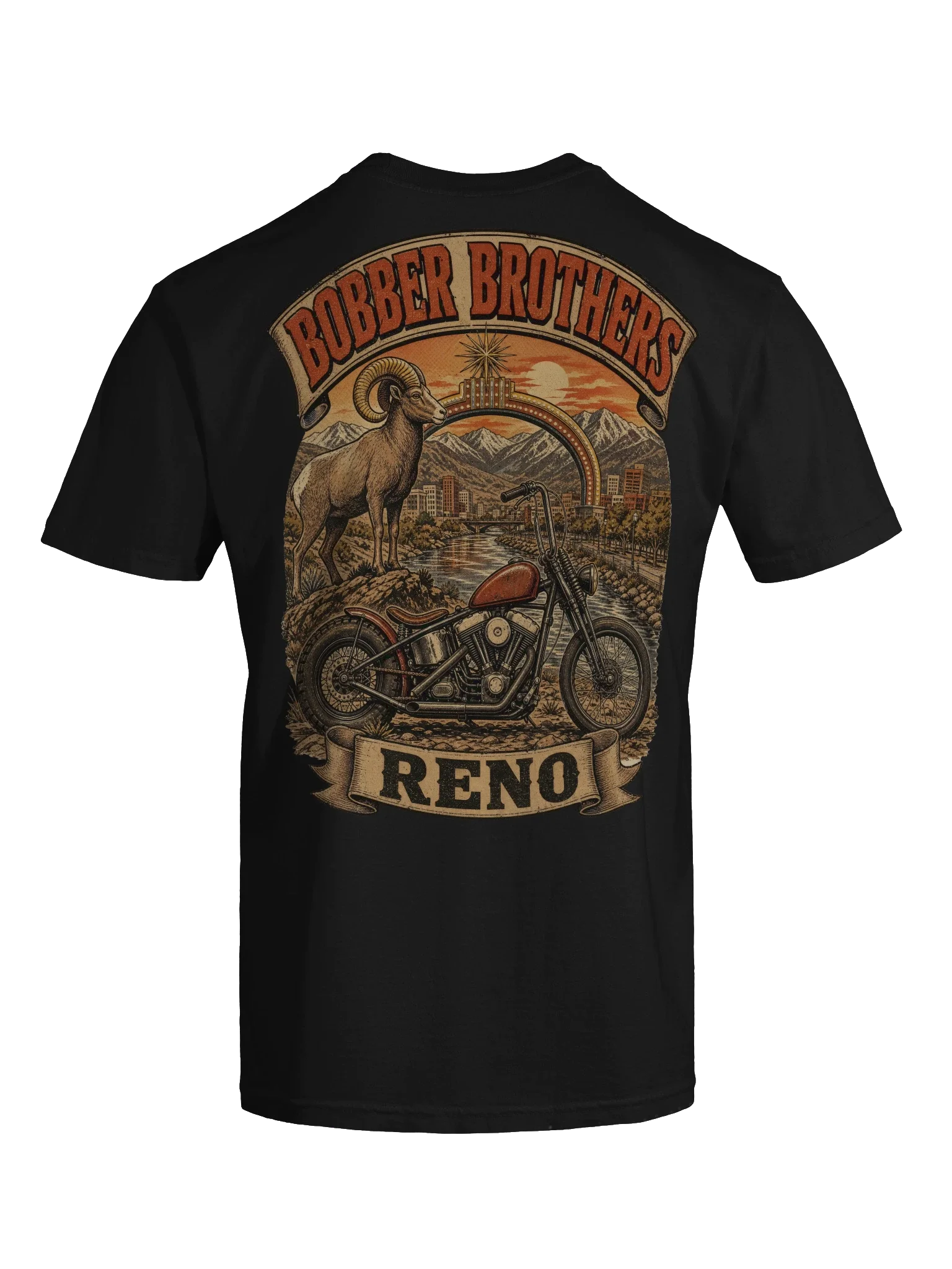 Reno motorcycle t-shirt design by Bobber Brothers