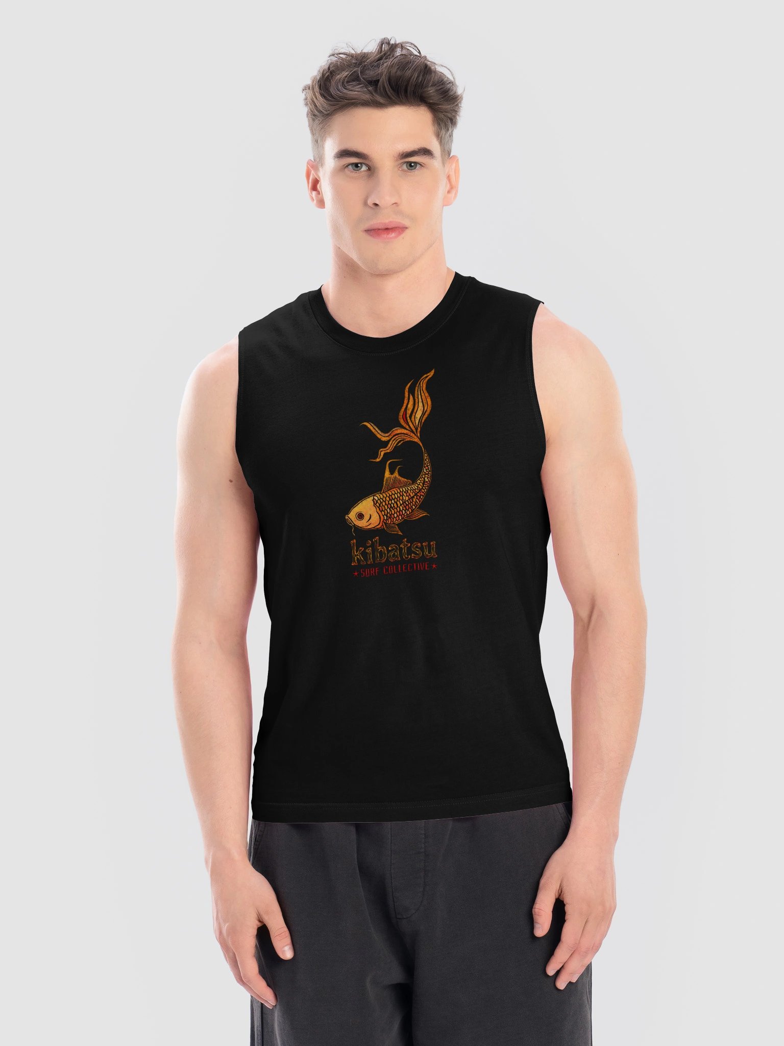 Kibatsu Surf Collective Orange Koi Fish Muscle Vest Tank Top product image (14)