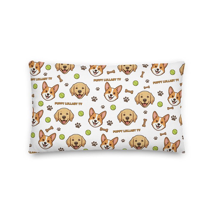 Golden Retriever & Corgi Puppy Pattern Throw Pillow – Puppy Lullaby TV Official Decorative Square Cushion product image (1)