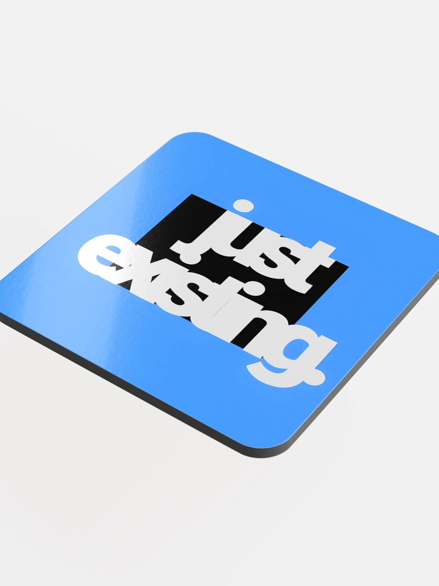 Just Existing Glassed Cork Coaster - Blue Black Period product image (4)