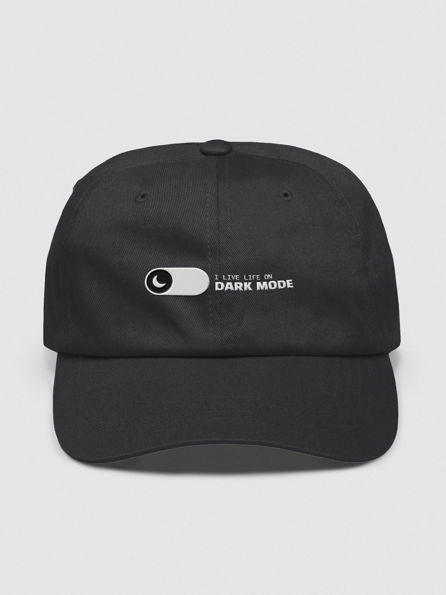 "I Live Life on Dark Mode" Cap – Built for Code After Hours product image (1)