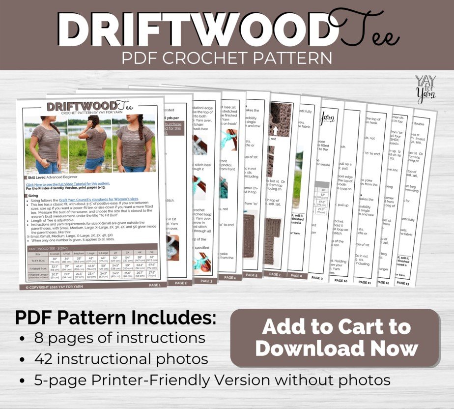 Driftwood Tee - PDF Crochet Top Pattern & Video Tutorial product image (4)