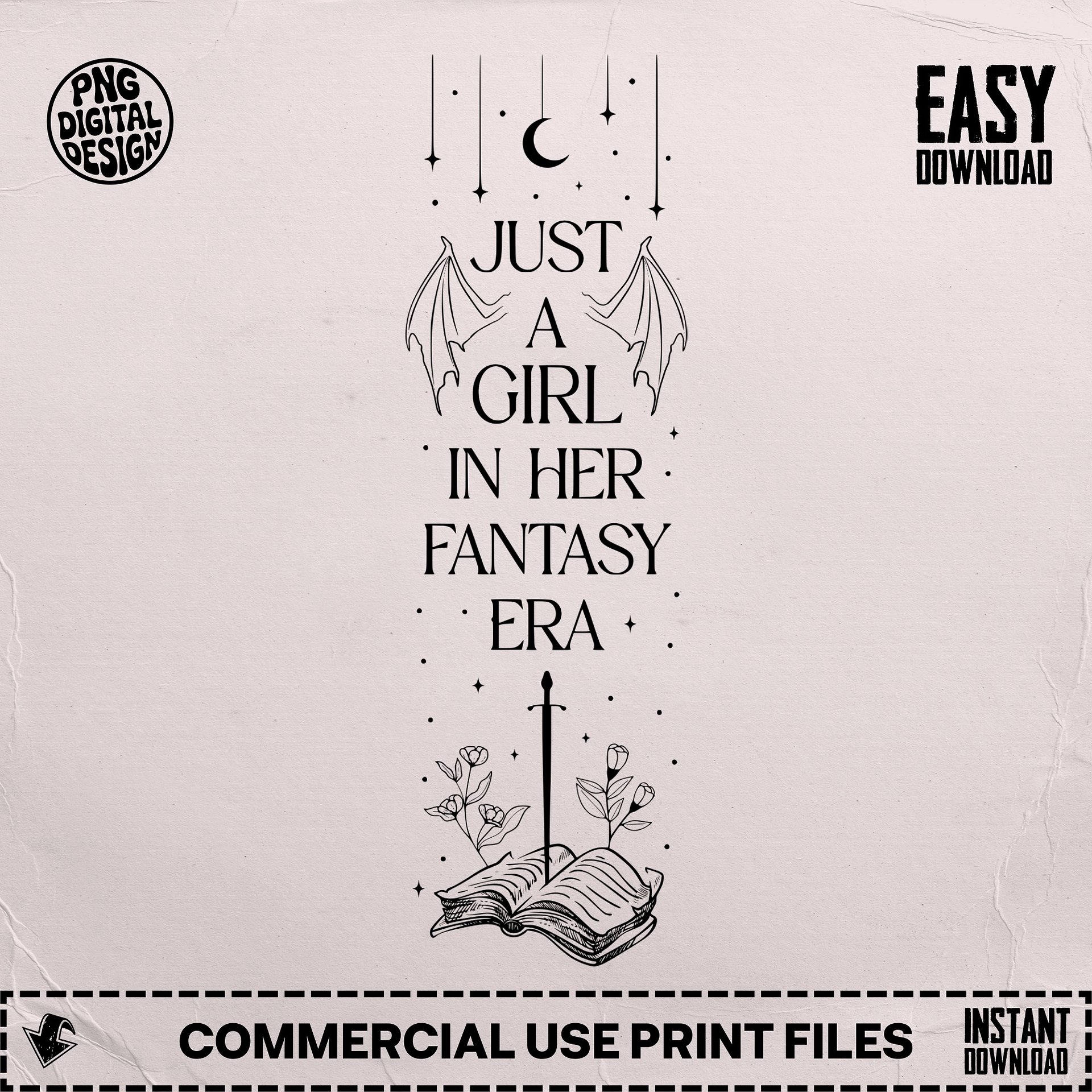 In Her Fantasy Era Moon Stars Romantasy Bookmark SVG, Bookish Romance Lover Smut Reader Bat Boys, DIY Gift for Sister, Best Friend product image (6)
