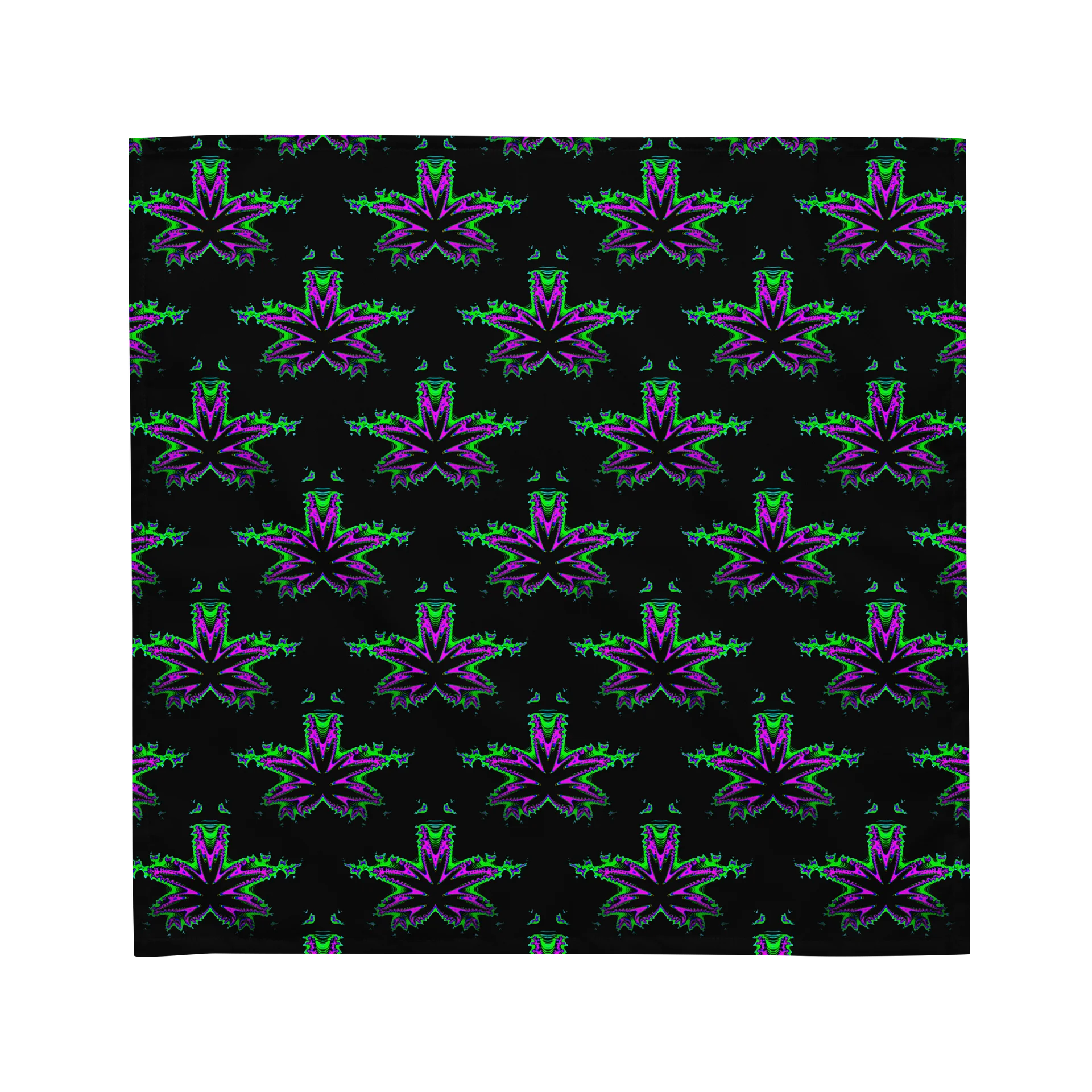 Weird Weed Twisted Budz Bandana, 420 Pot Leaf Pattern Accessory, Neon Pink Green Blue Cannabis Art product image (2)