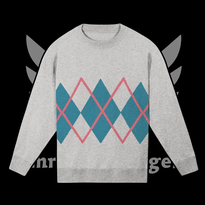 Argyle White Knitted Relaxed Sweater product image (1)