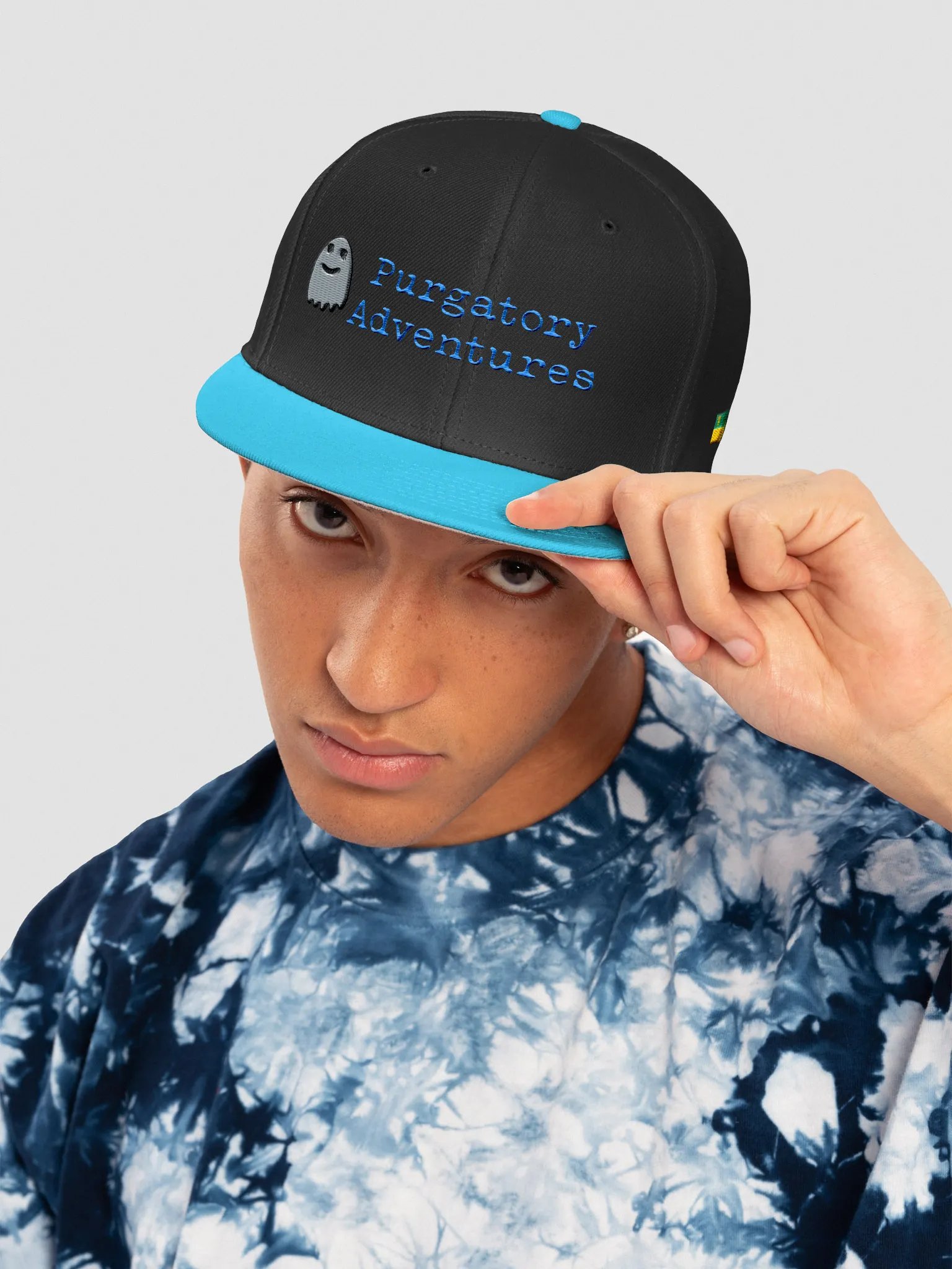 ghost behind cross with sask flag on side snapback product image (39)