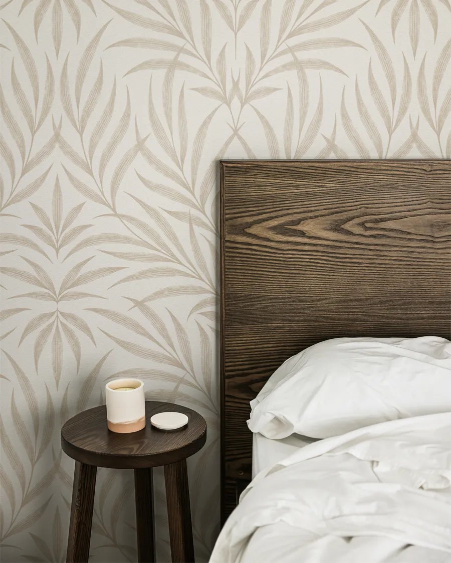 FREE Wallpaper Mockup - Bedside with Oak Headboard product image (1)