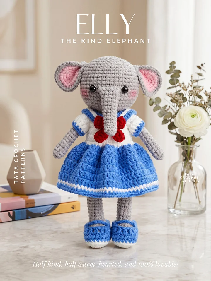 Elly the Kind Elephant – Amigurumi Crochet Pattern | Digital Download PDF product image (1)