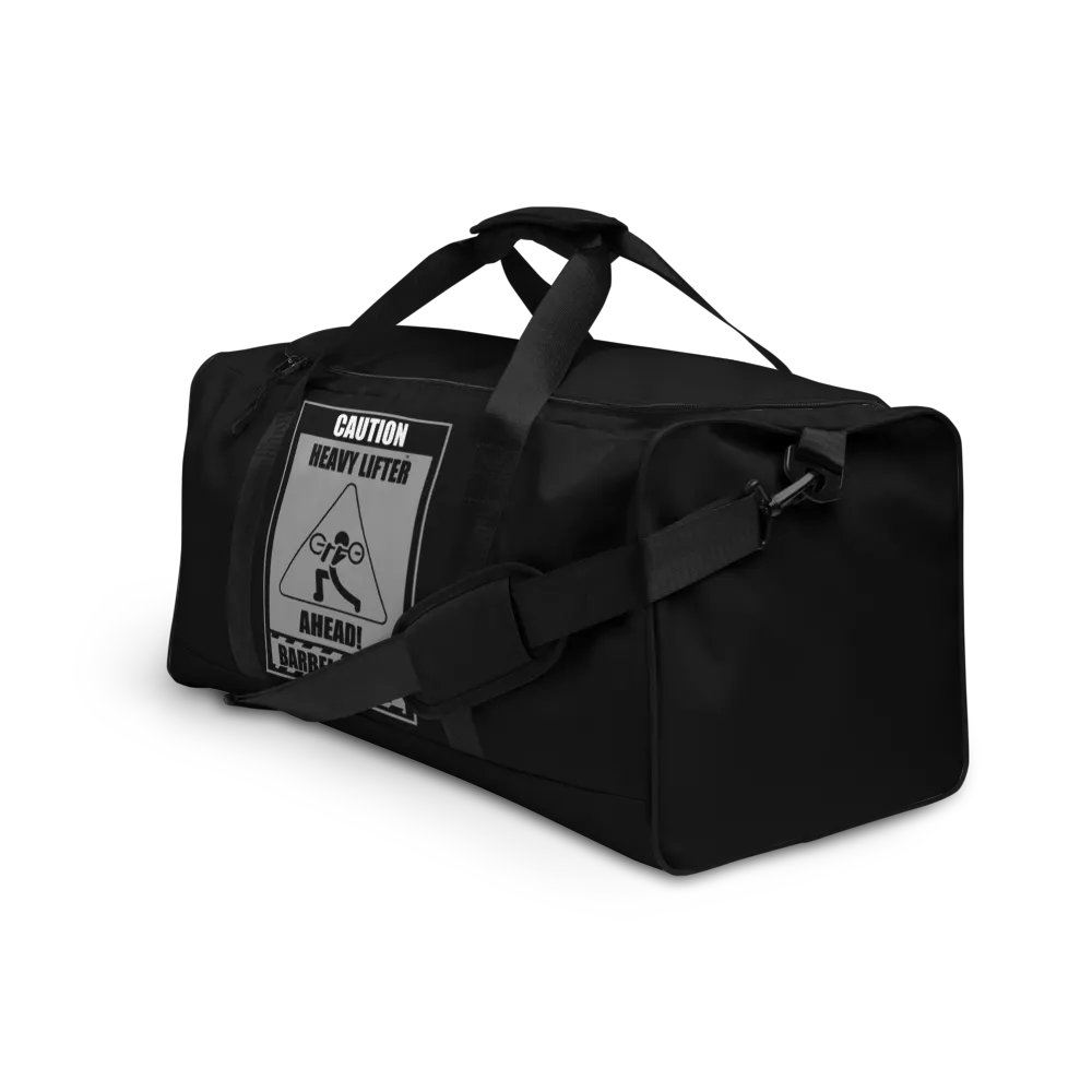 Caution Heavy Lifter Ahead-Barbell Zone Duffle Bag (Black) product image (3)