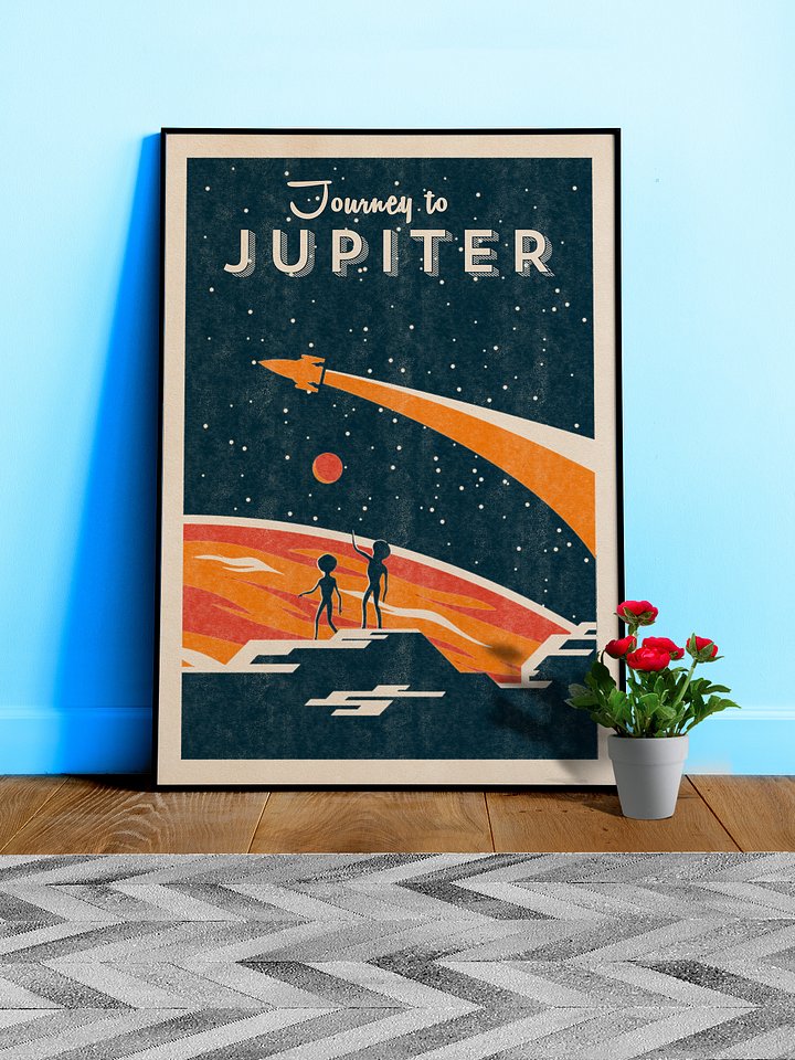 Journey to Jupiter — Vintage space poster, retro space art, propaganda poster, retrofuturism art, retro sci-fi print product image (1)