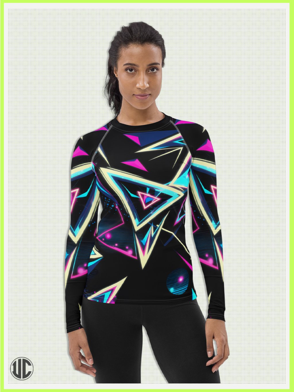 Electric ’80s Neon – Women’s Rash Guard product image (5)