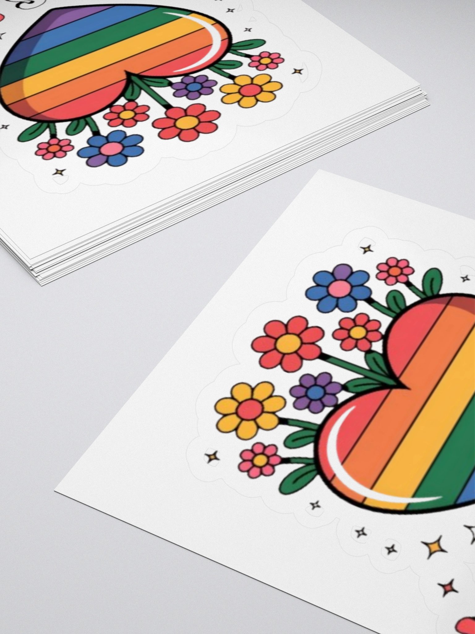 Love Is Love Pride Sticker - Rainbow Heart with Flowers Design product image (10)