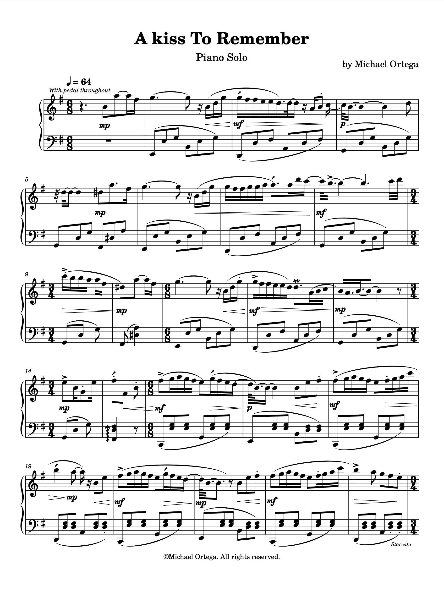 A Kiss To Remember (Piano Score) product image (2)