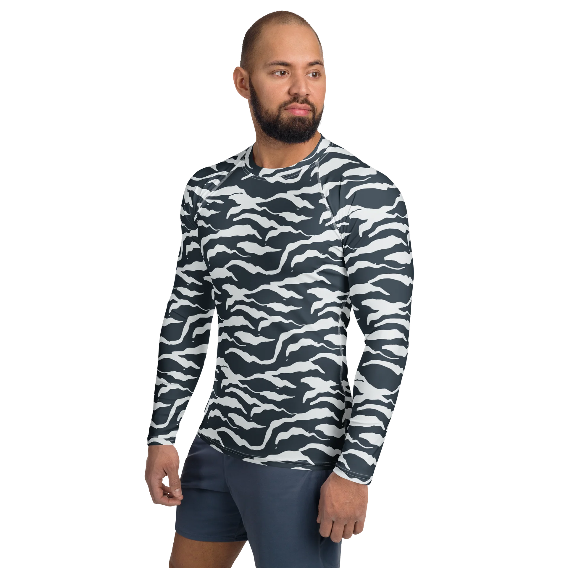 Wavy Organic Camo Stripes Men's Rash Guard product image (3)