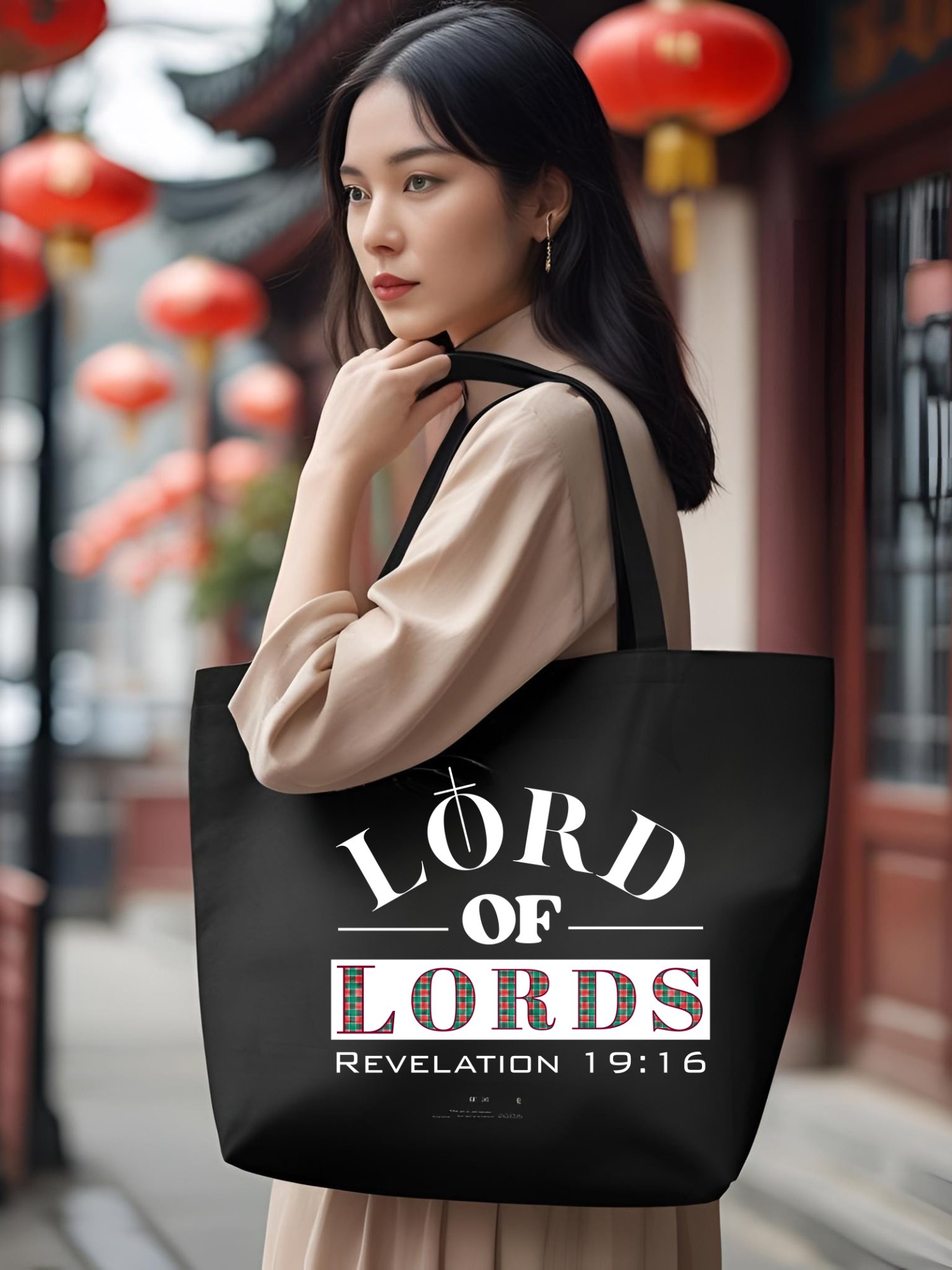 Christian Organic Tote Bag | Lord of Lords, Revelation 19:16 | Christ Gift product image (1)