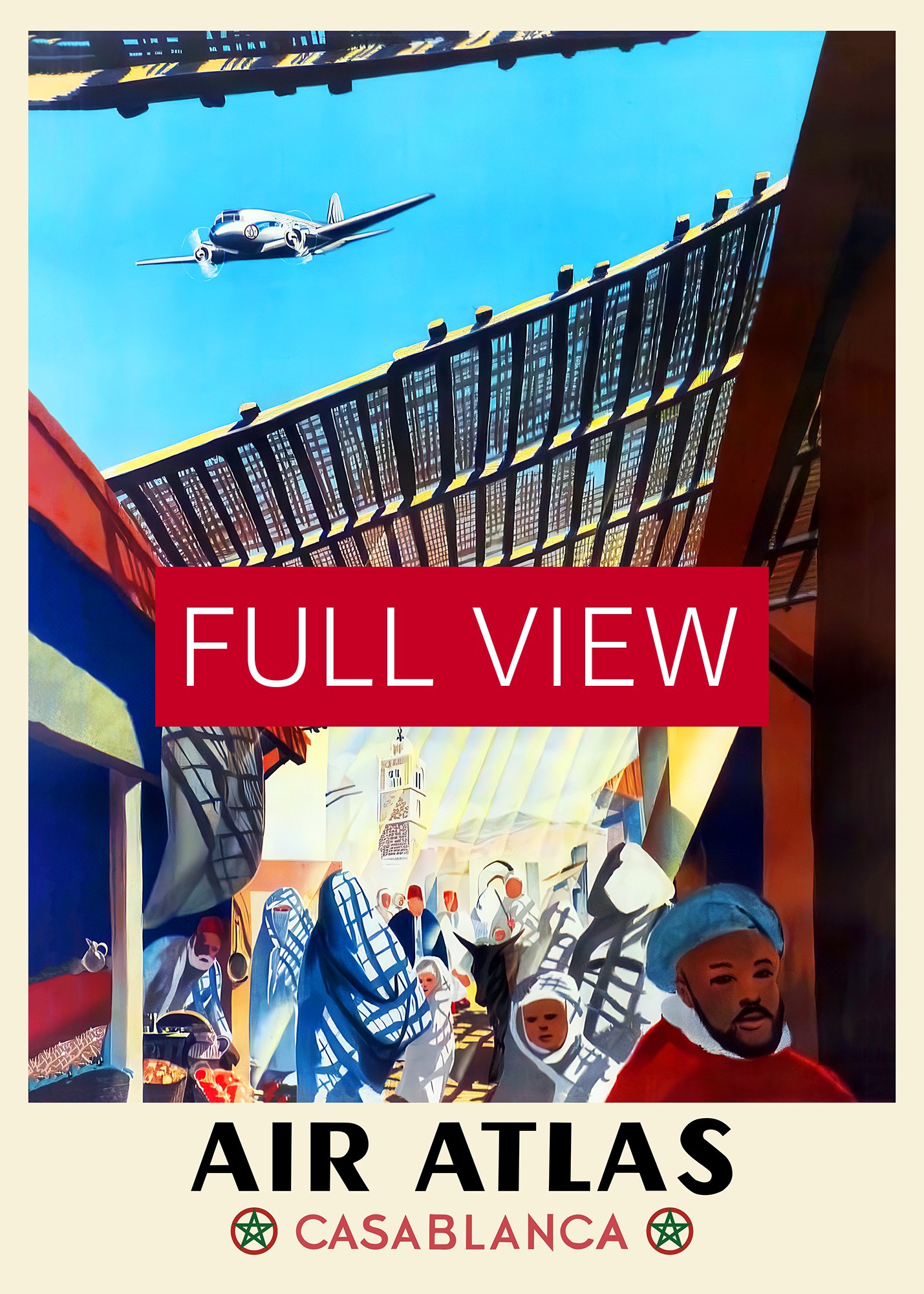 Morocco, Air Atlas, 1950s — retro travel poster, vintage travel print product image (3)