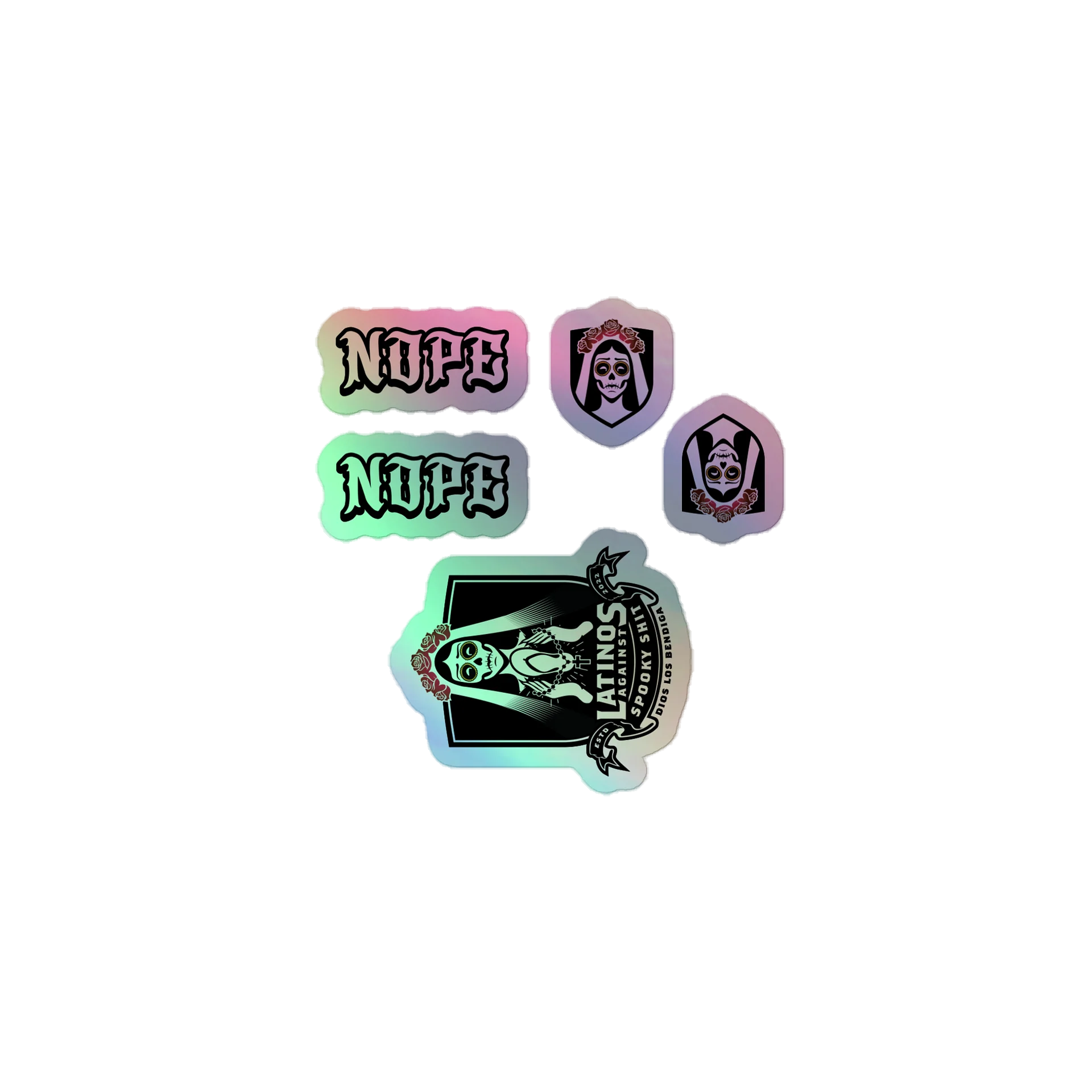 2026 LatinosAgainstSpookyShit Logo Holo Stickers product image (1)