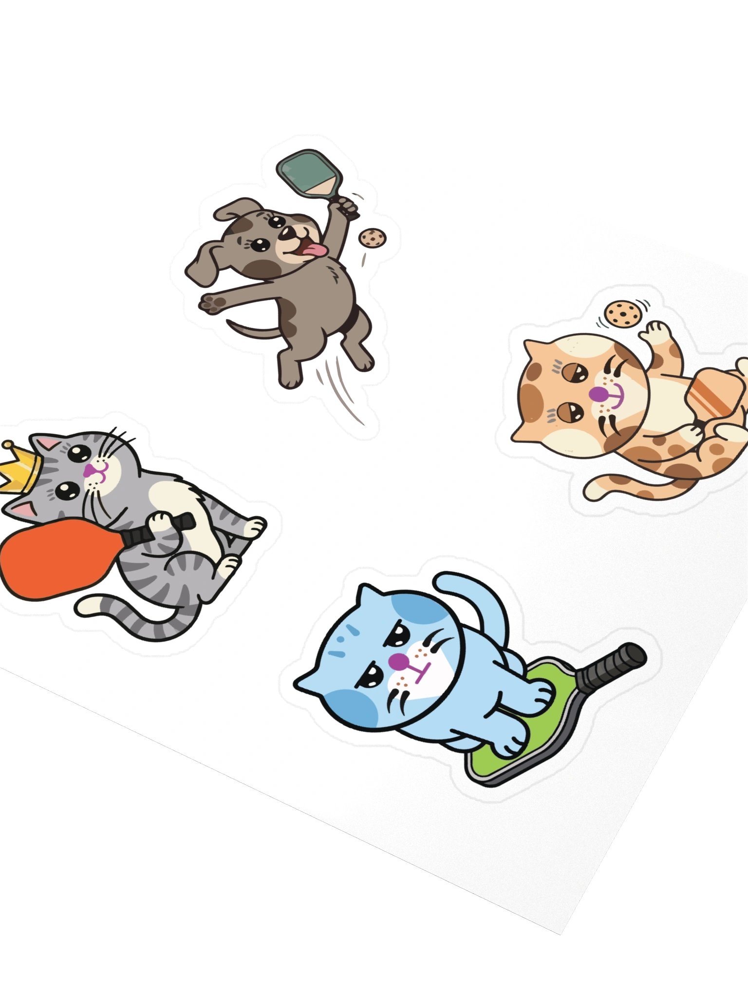 Pickleball Pack — Blu, Yogii, Peanut Kitties & Tandy the Dog Stickers product image (3)