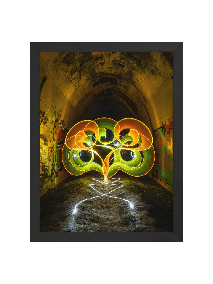 Abandoned Railway Tunnel Light Painting | Framed product image (1)