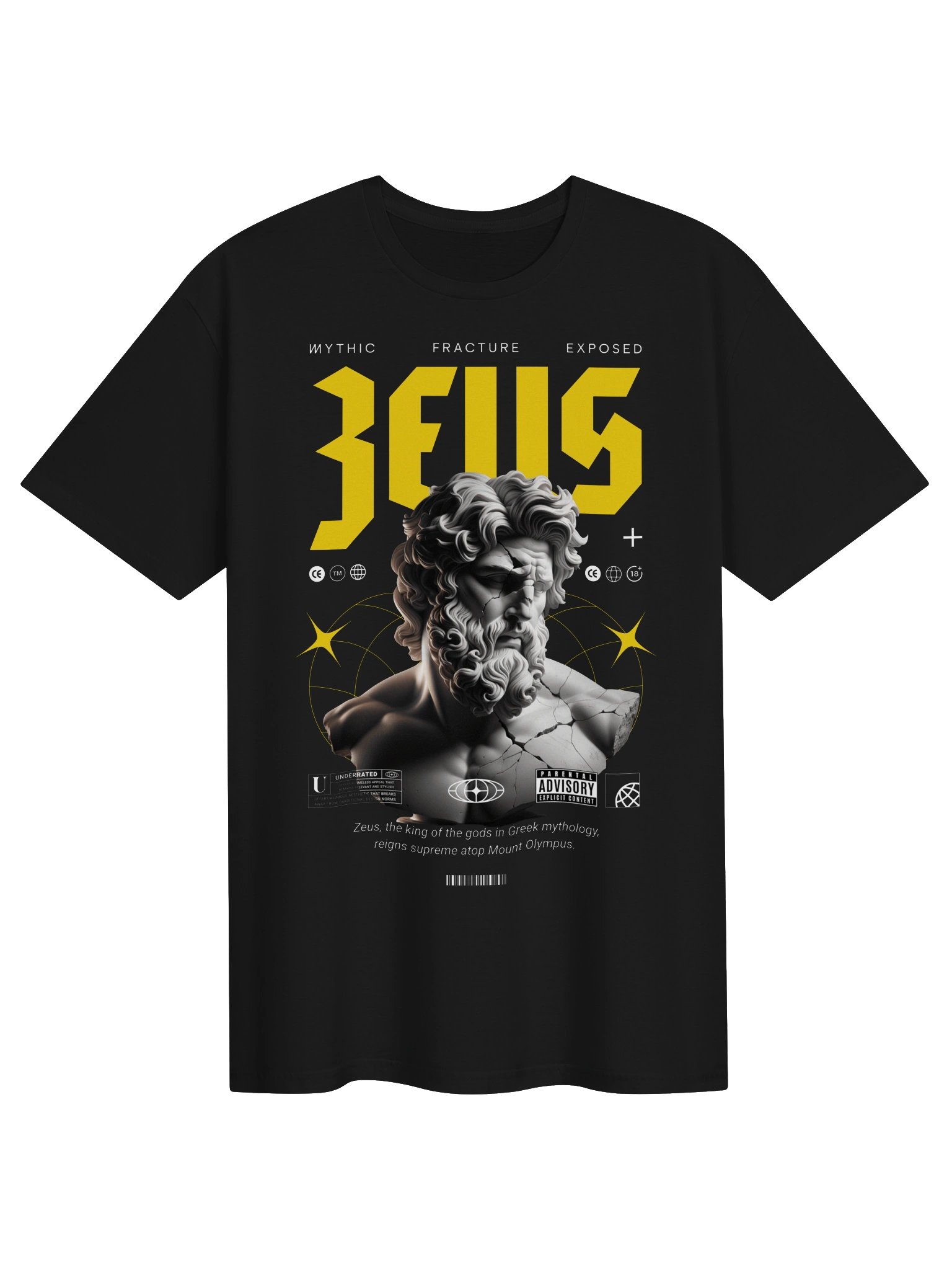 Zeus Mythic Fracture Statue Graphic Unisex Softstyle T-Shirt product image (1)
