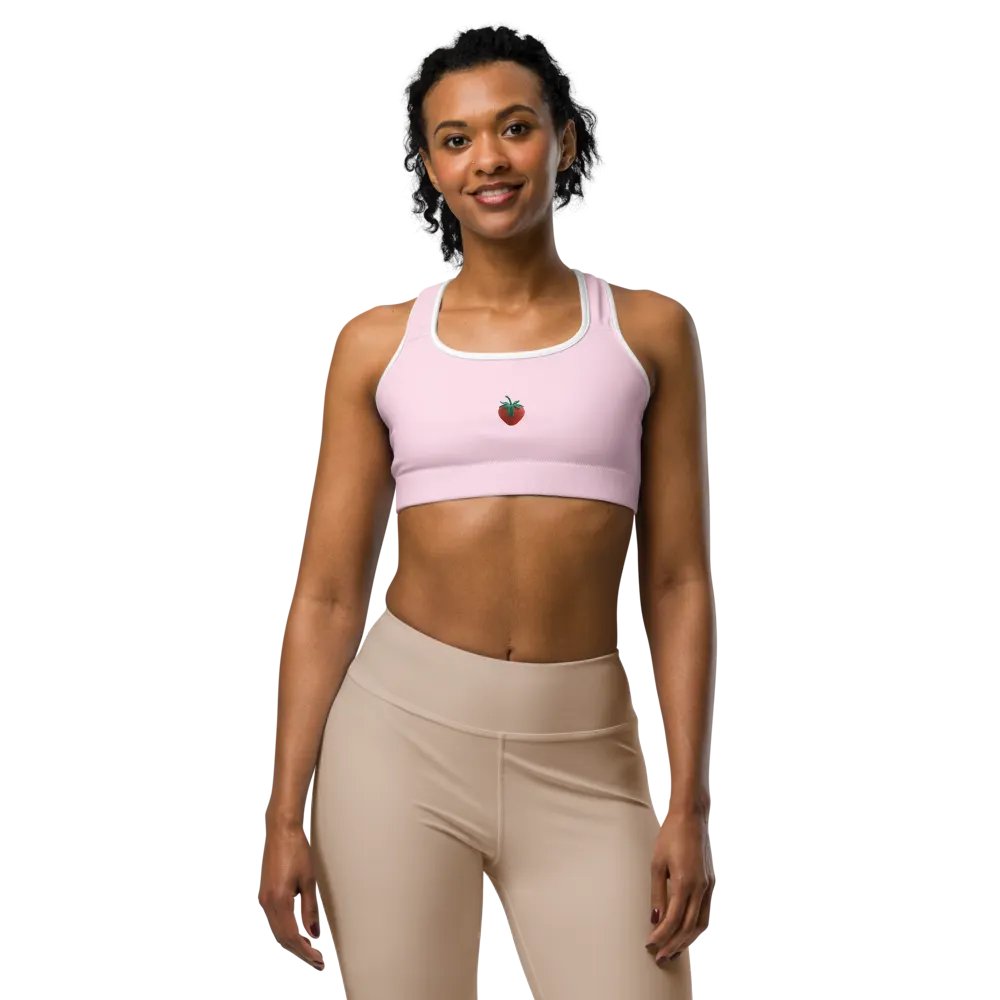 CozyAvocado Women's Pink Sports Bra Strawberry #2 product image (1)
