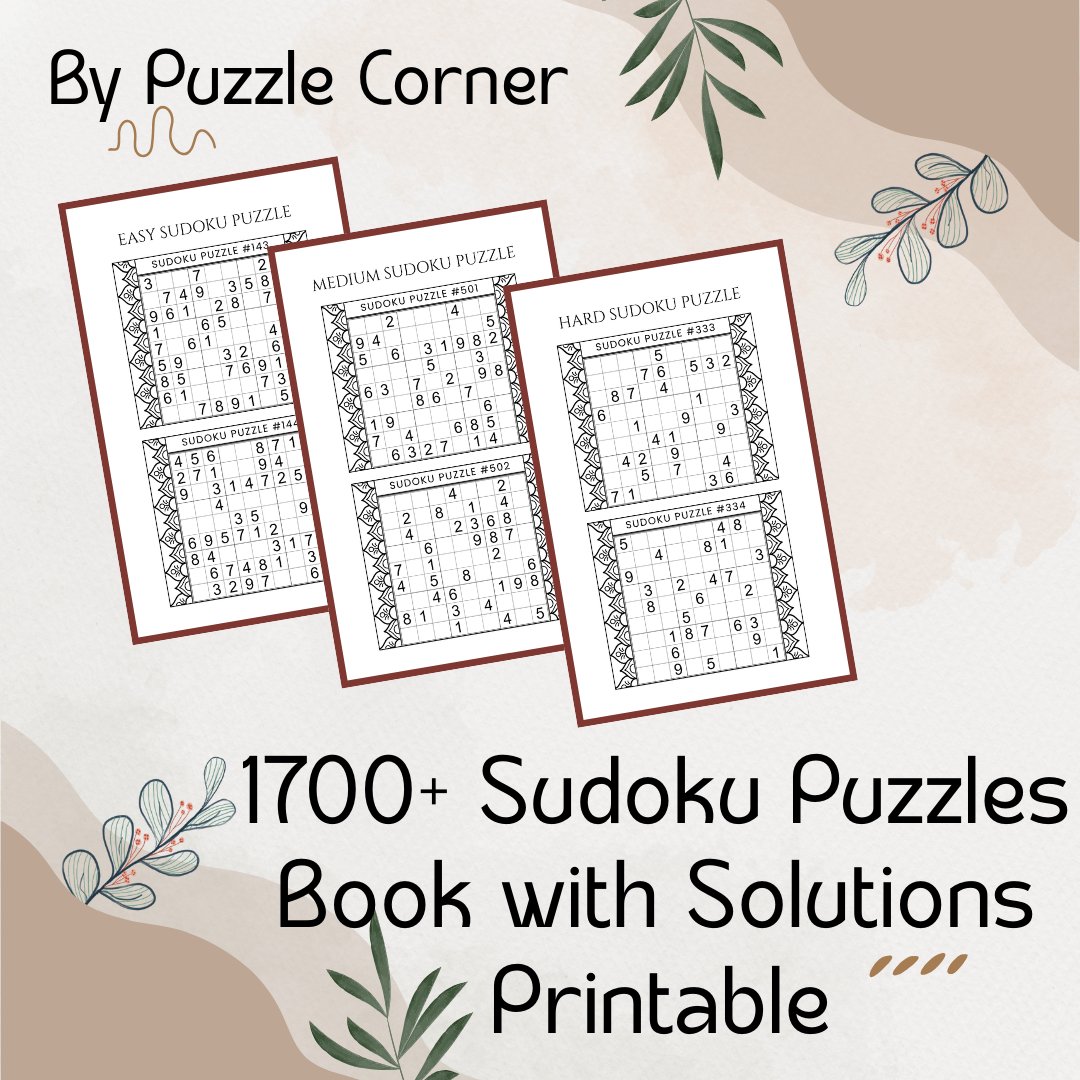 1700 Sudoku Puzzles Bundle Printable (Digital Product) by Puzzle Corner product image (1)