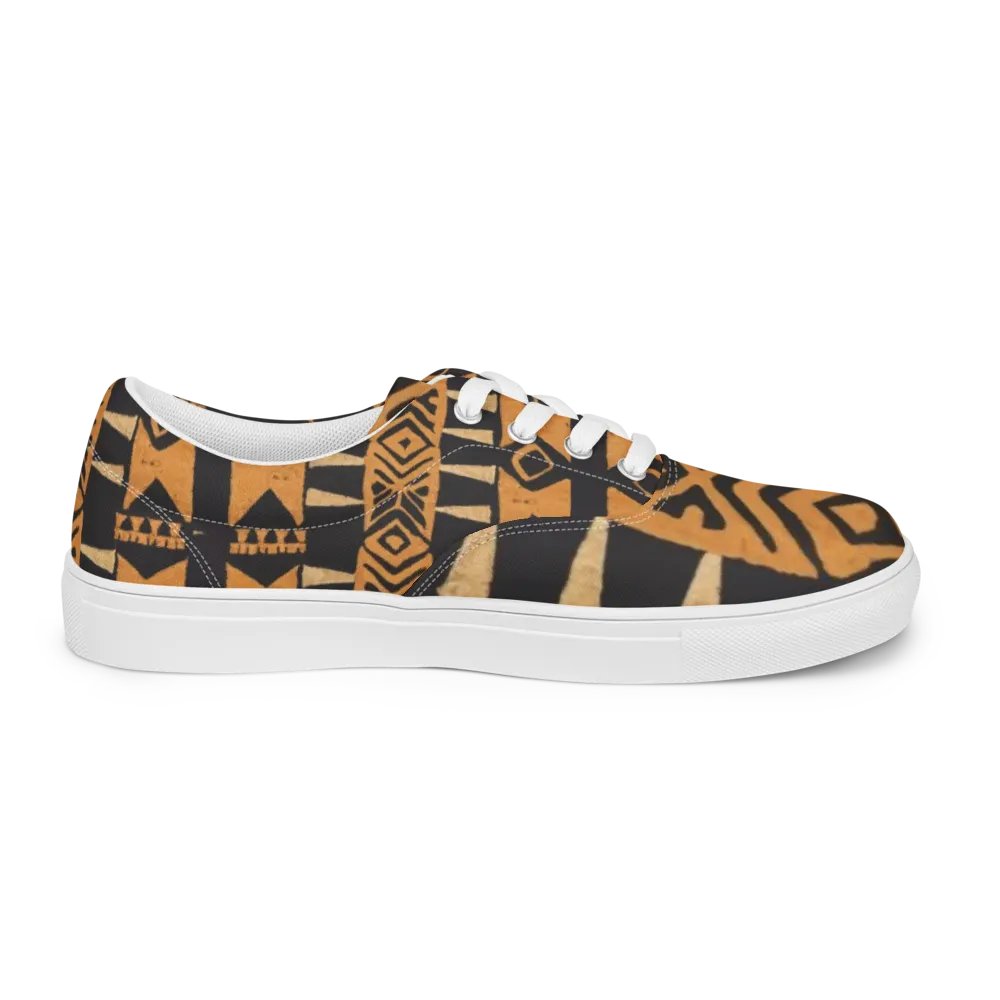 Women's African-Inspired Brown/Black Lace-up Canvas Shoes product image (5)