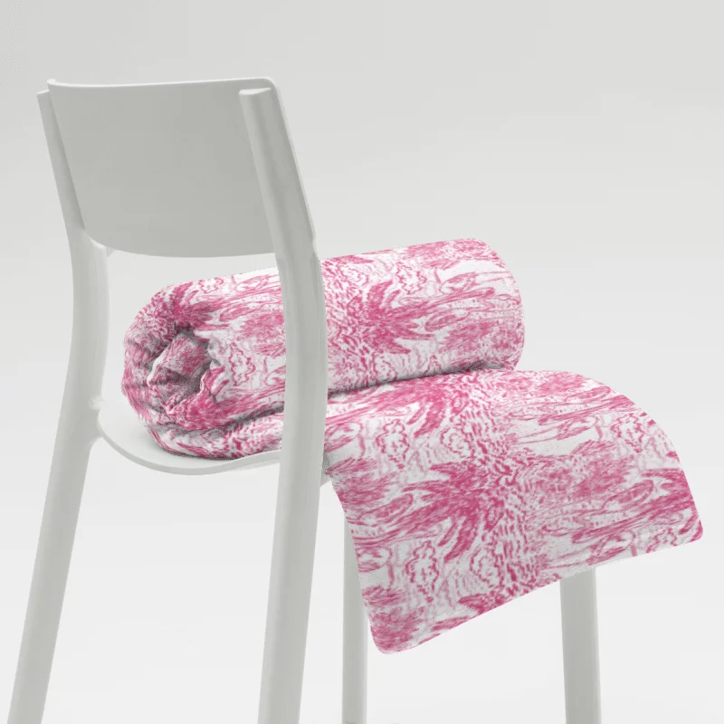 Flamingo Fancy Toile Throw Blanket | Pink on White Tropical Toile with Cheeky Flamingos | by Monique Faella Designs™ product image (3)