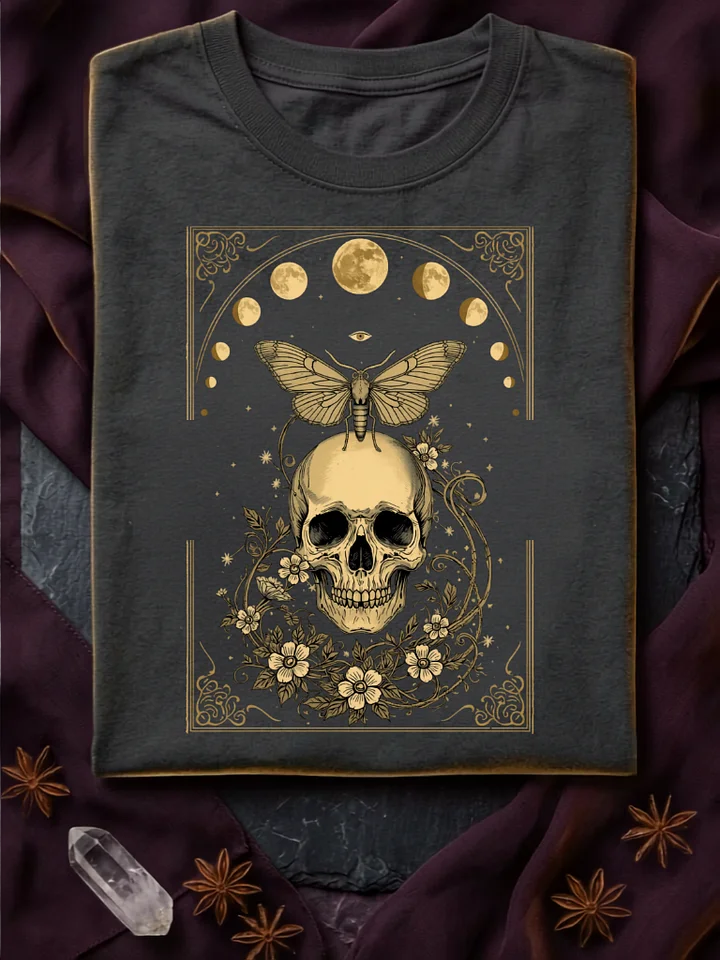 Gothic Skull Moon Phase Butterfly Tee product image (1)