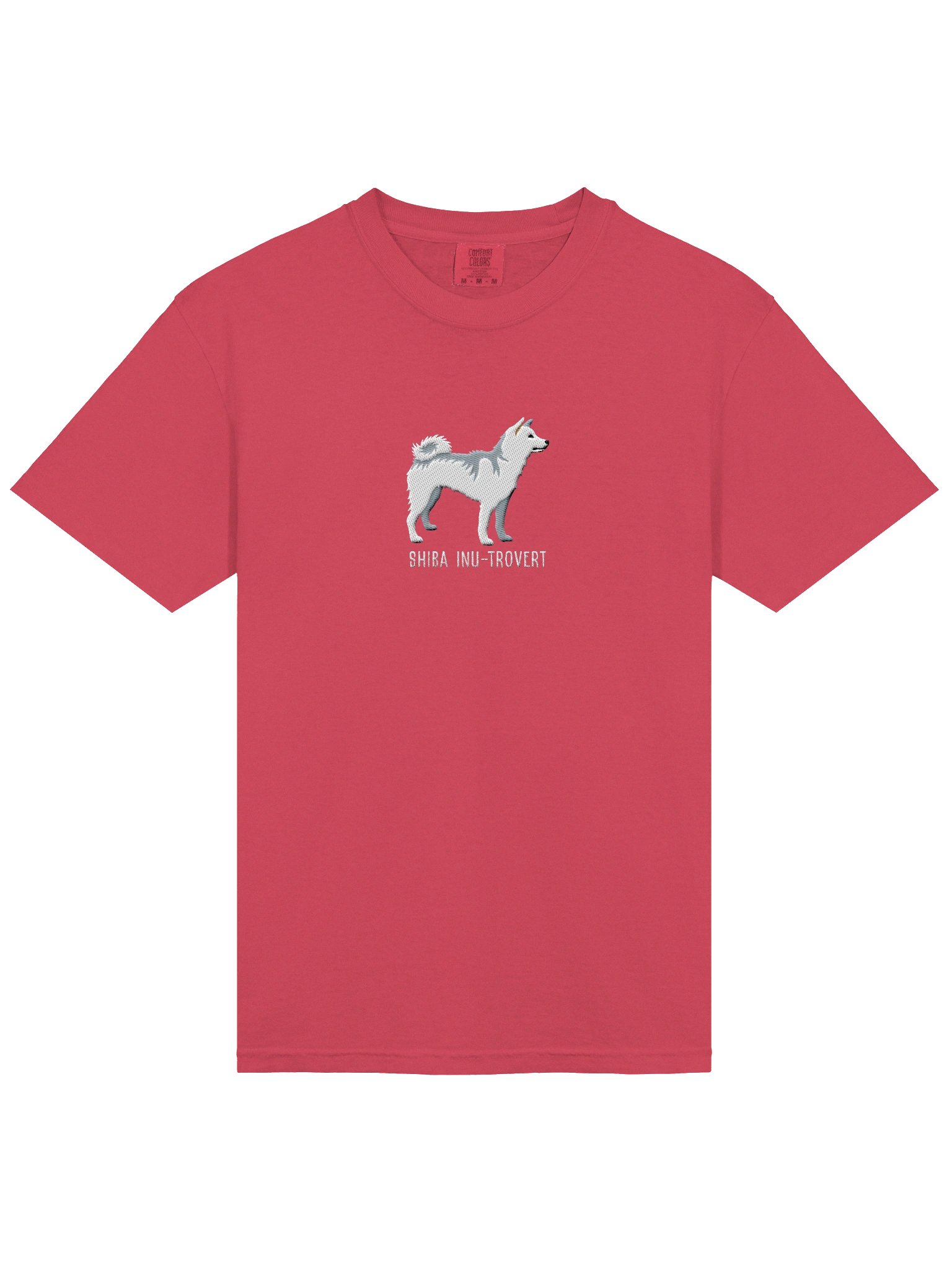 Shiba Inu-trovert T-Shirt(Embroidered) of a Shiba Inu(White) product image (6)