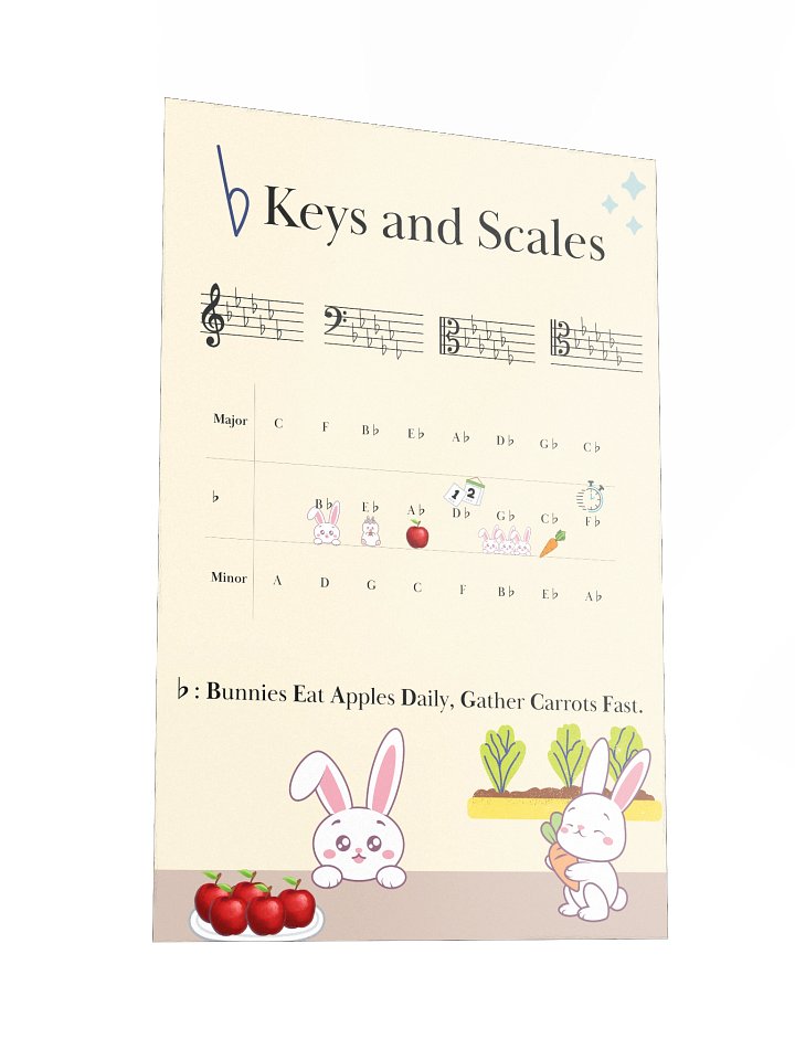 Key Signature of Major and Minor Keys with Flats -- Music Educational Poster product image (2)
