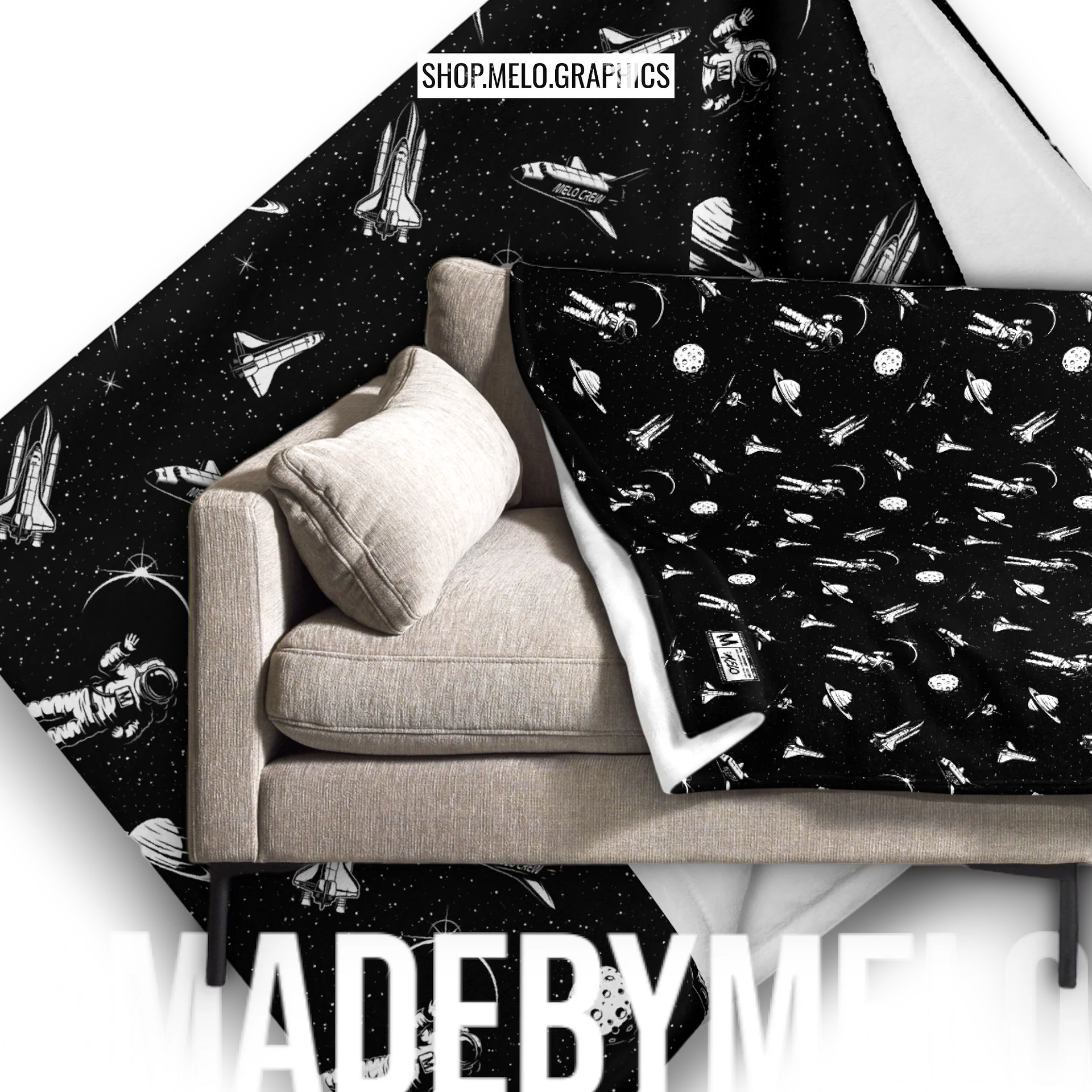 Spaced Out B&W - Blanket | #MadeByMELO product image (1)