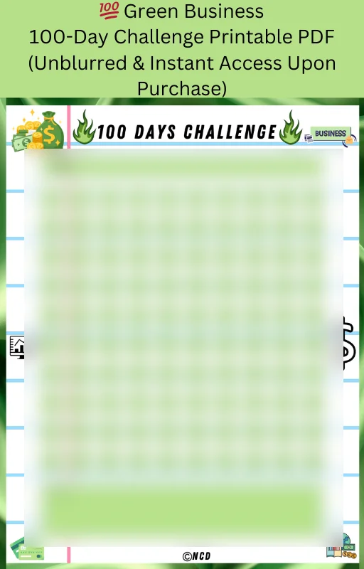 💚 Green Business 100-Day Challenge Cross-Out Tracker | Printable & Fillable PDF by NCD ✅ product image (1)