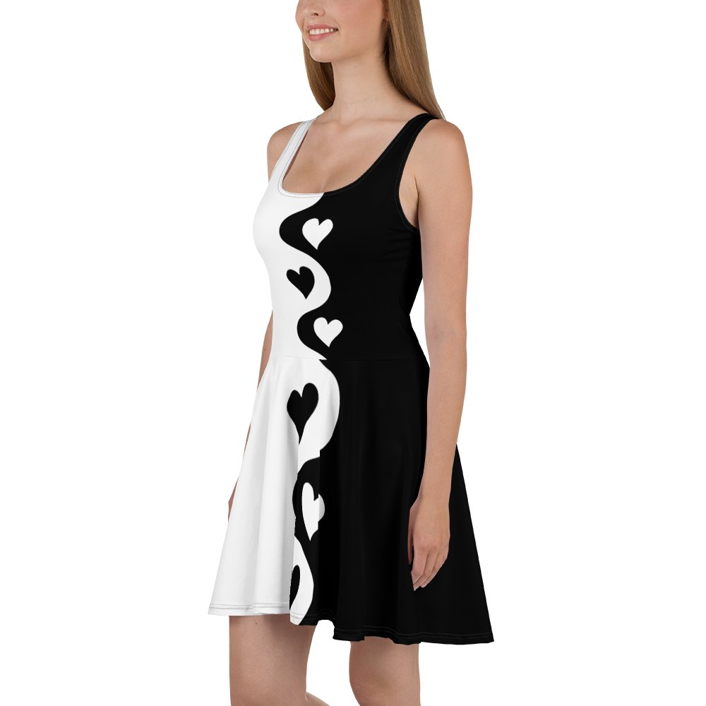 Split Half and Half Hearts Dress | Black and White product image (4)