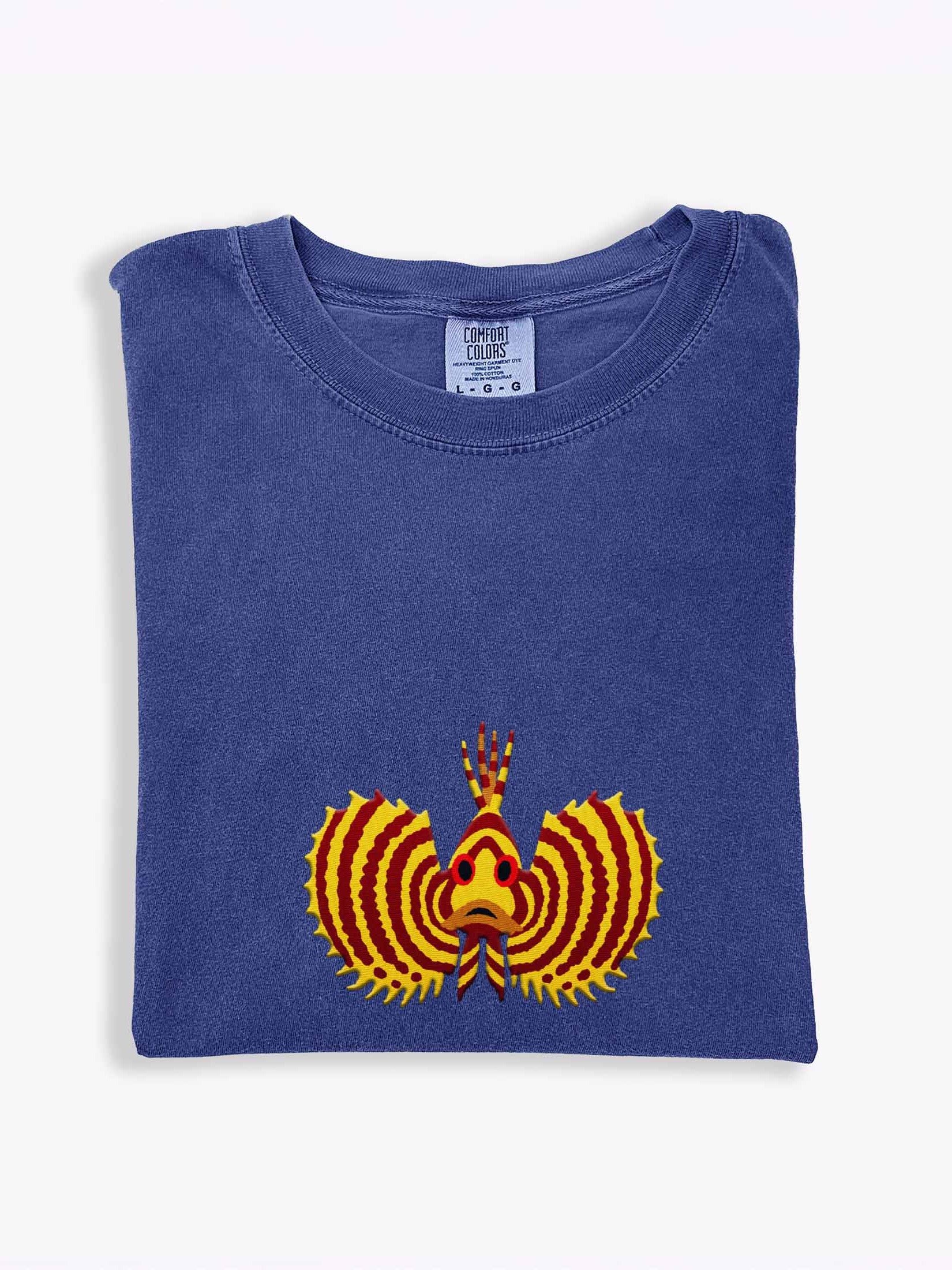 Yellow Fuzzy Dwarf Lionfish Embroidered Shirt | Reef Aquarium Fish Embroidery Tee | Saltwater Marine Fish Apparel product image (1)