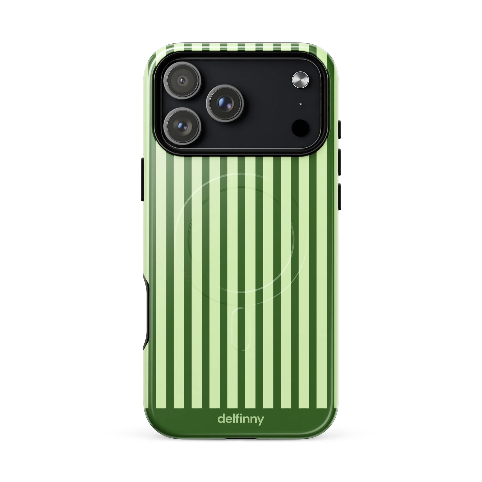 Striped Phone Case for iPhone 18 Series – MagSafe Compatible (Glossy Forest Green) product image (4)