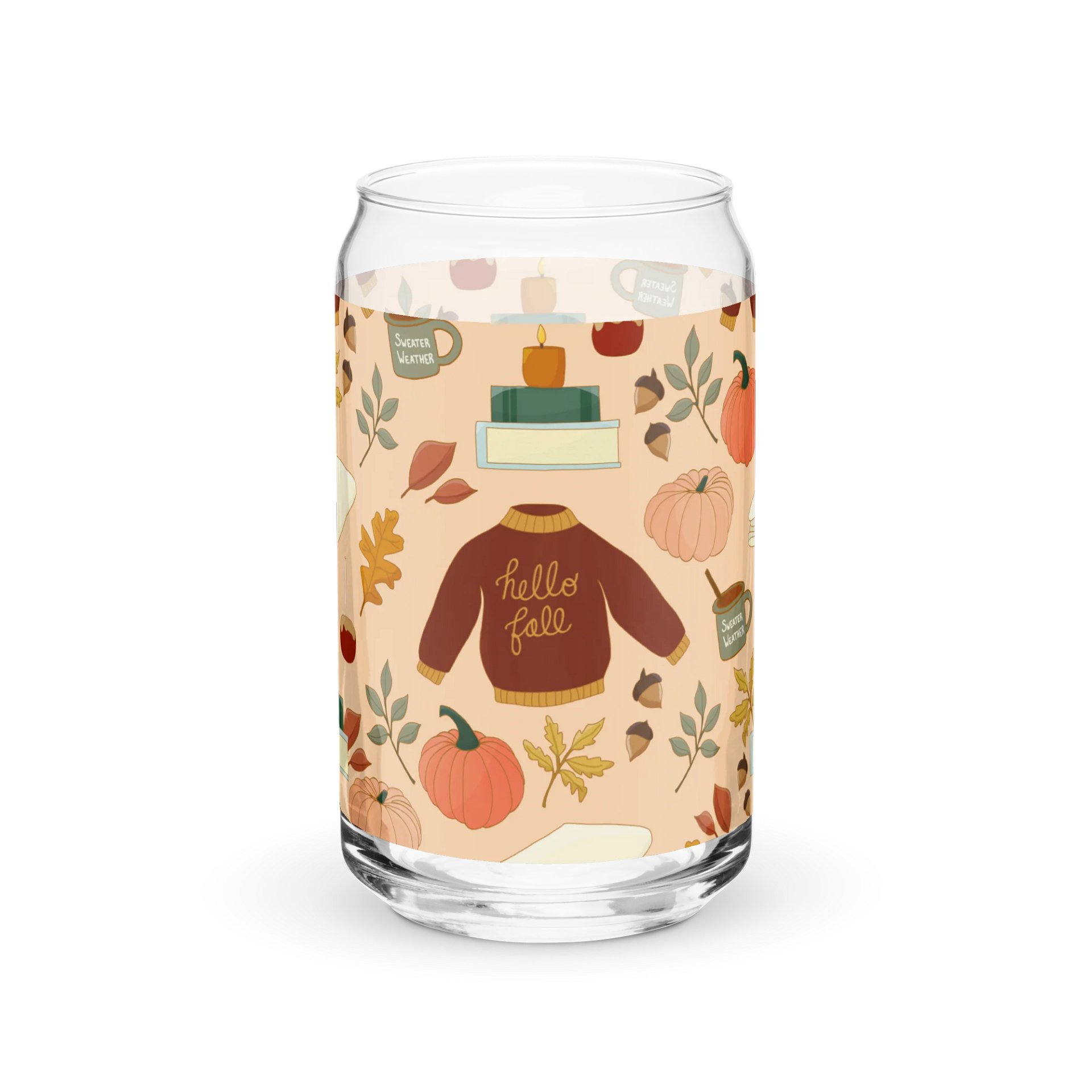 Cozy Fall Pattern Glass Tumbler product image (2)