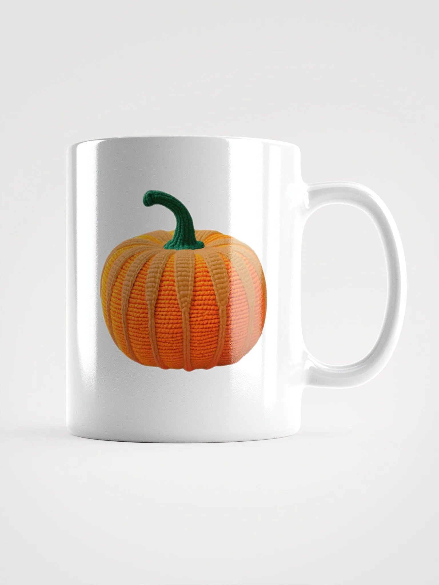 CozyAvocado White Glossy Mug Crochet Pumpkin #1 product image (1)