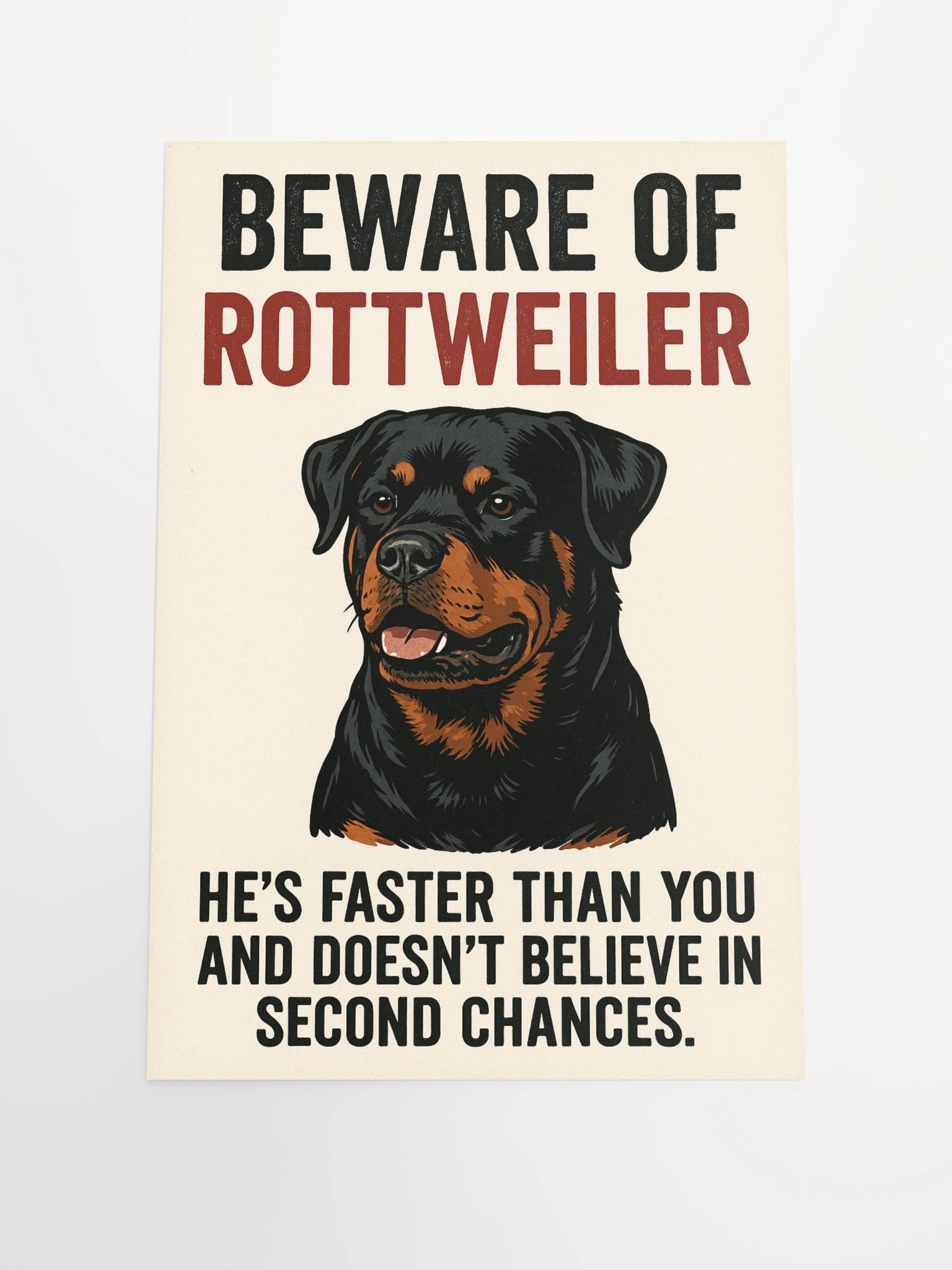 Beware of Rottweiler Warning Poster | Rottweiler Store