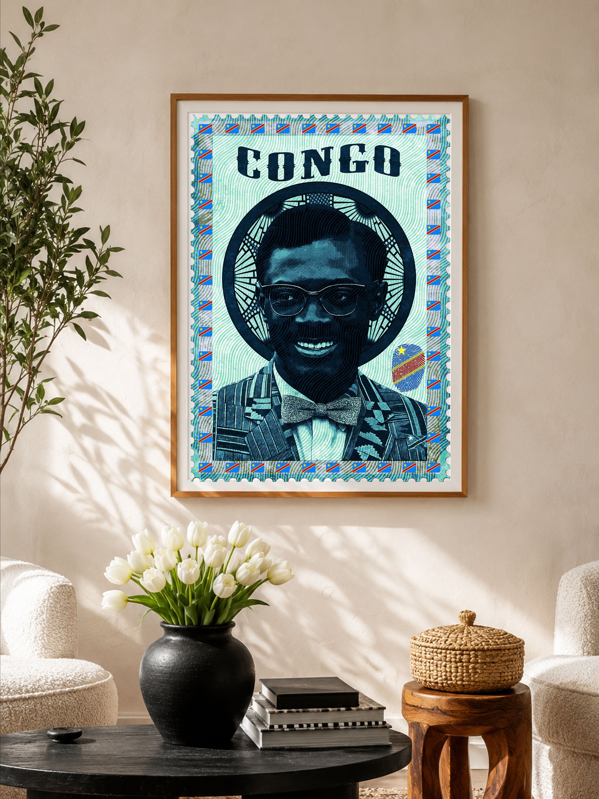 Patrice Lumumba Poster – Vintage Postage Stamp Art | Congo DRC Pan-African Print product image (1)