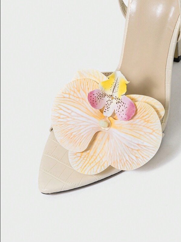 Women's High-Heel Sandals, Spring Summer Sexy Peep-Toe Embossed Floral Platform Pumps, Elegant Apricot Stilettos product image (3)