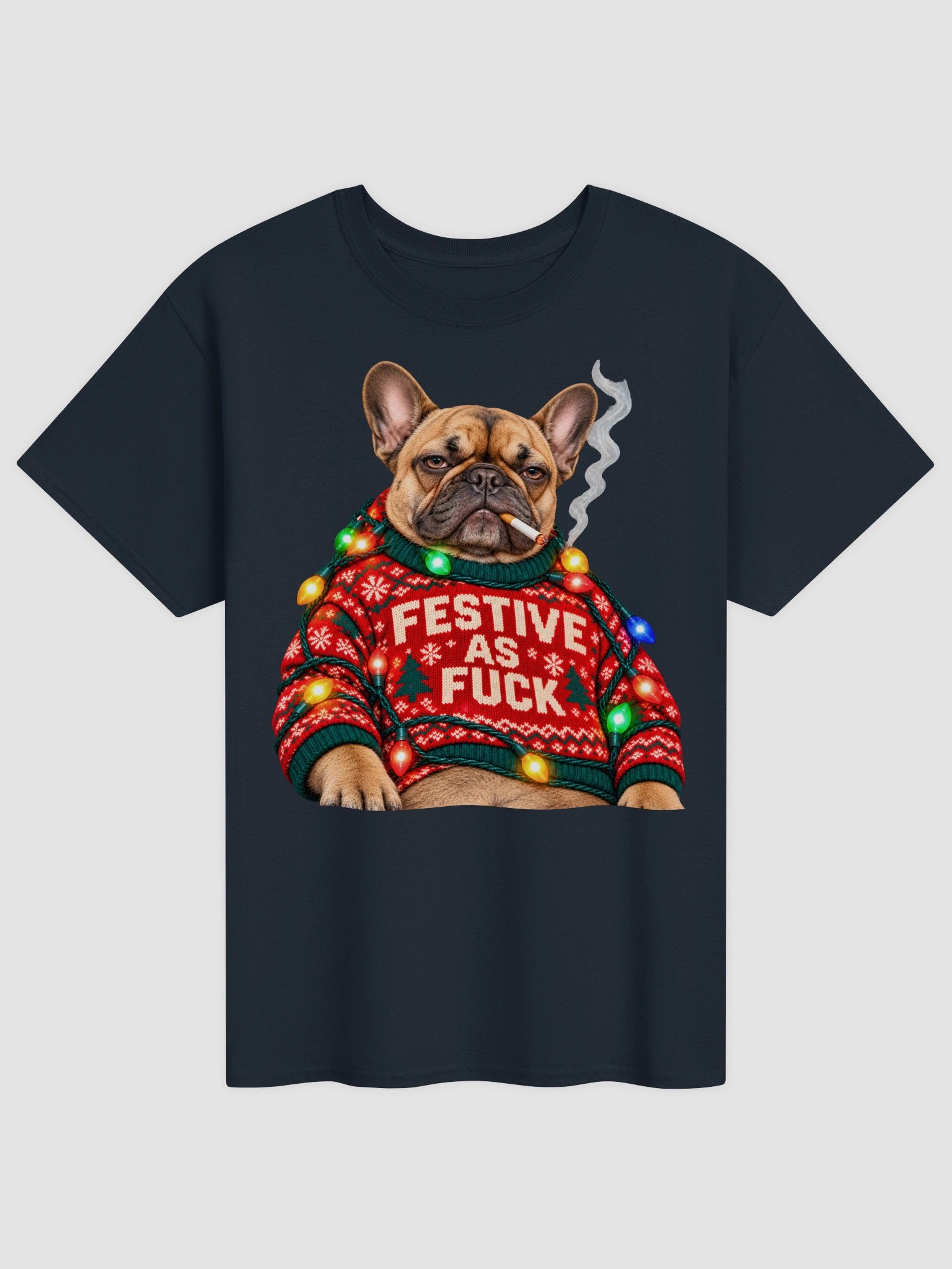 Festive AF French Bulldog Shirt - Funny Ugly Christmas Sweater Frenchie Dog T-Shirt product image (1)