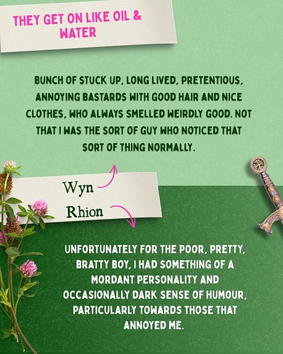 Is it loathing? Or is it something more? 💚⚔️🩷

Wyn thinks Rhion is a stuck up, pretentious, annoying d!ck... who smells weird...
