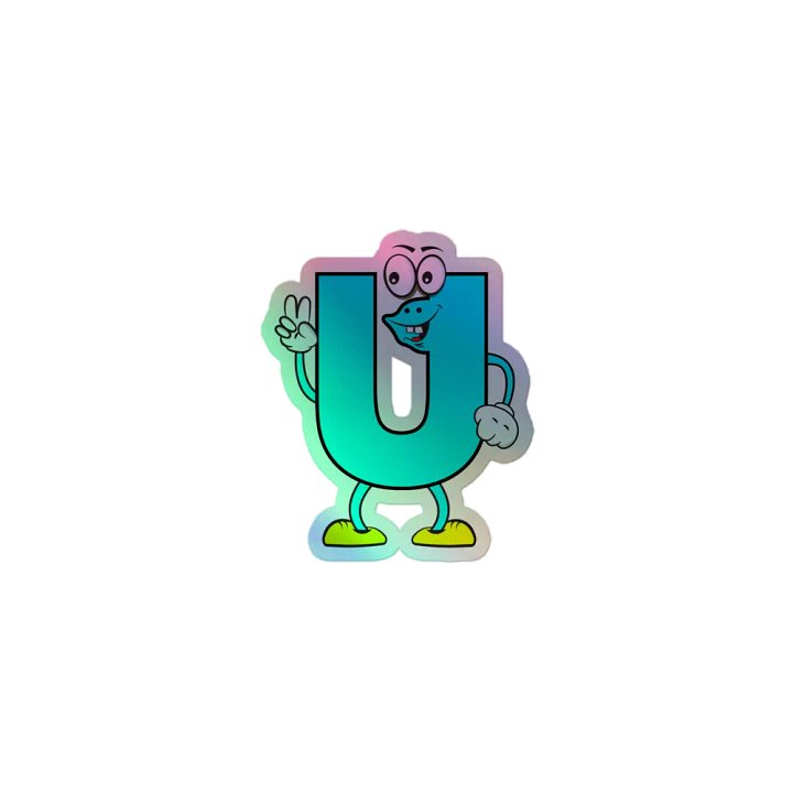 U Letter Cartoon Character Holographic Sticker product image (1)