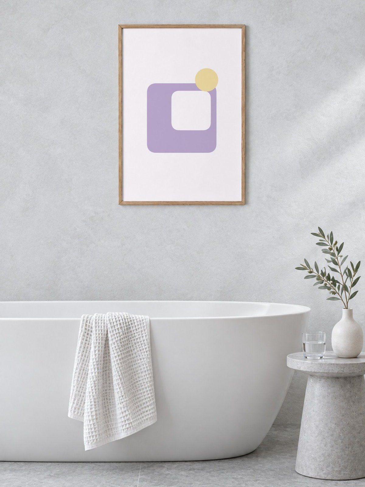 Lilac Mid Century Shape Print | Pastel Bathroom Wall Art product image (2)